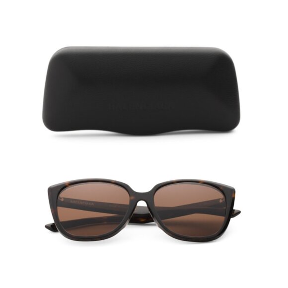 BALENCIAGA Havana Brown 57mm Square Sunglasses - Picture 1 of 2